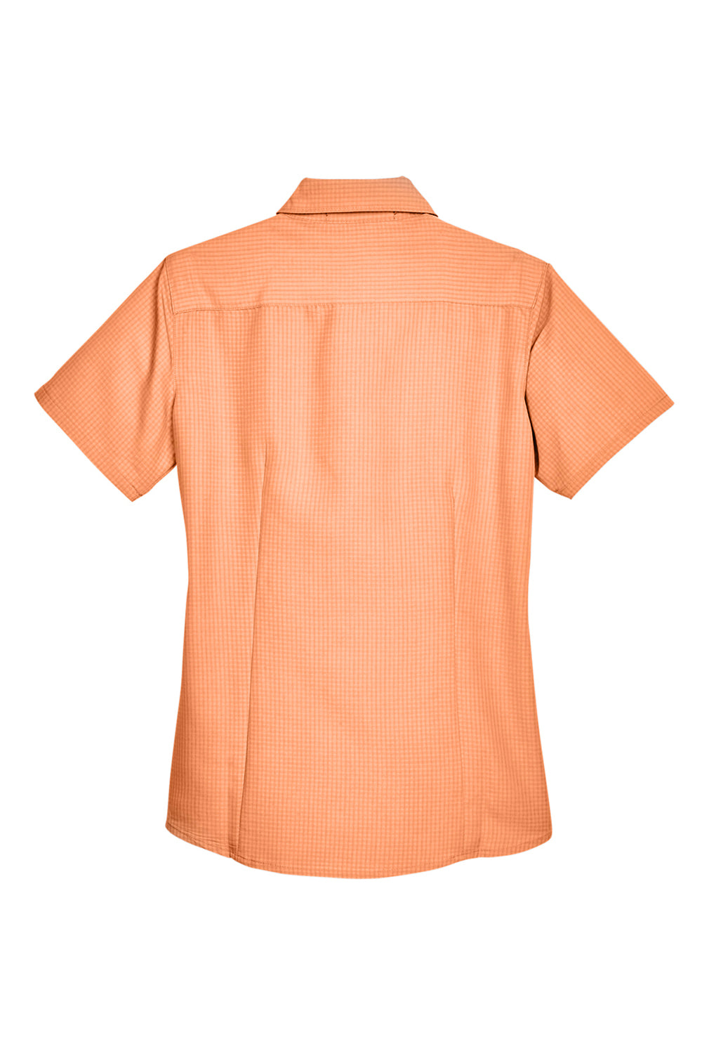 Harriton M560W Womens Barbados Wrinkle Resistant Short Sleeve Button Down Camp Shirt Nectarine Orange Flat Back