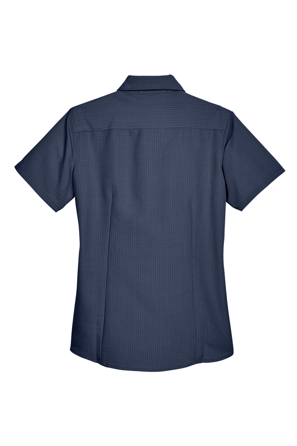 Harriton M560W Womens Barbados Wrinkle Resistant Short Sleeve Button Down Camp Shirt Navy Blue Flat Back