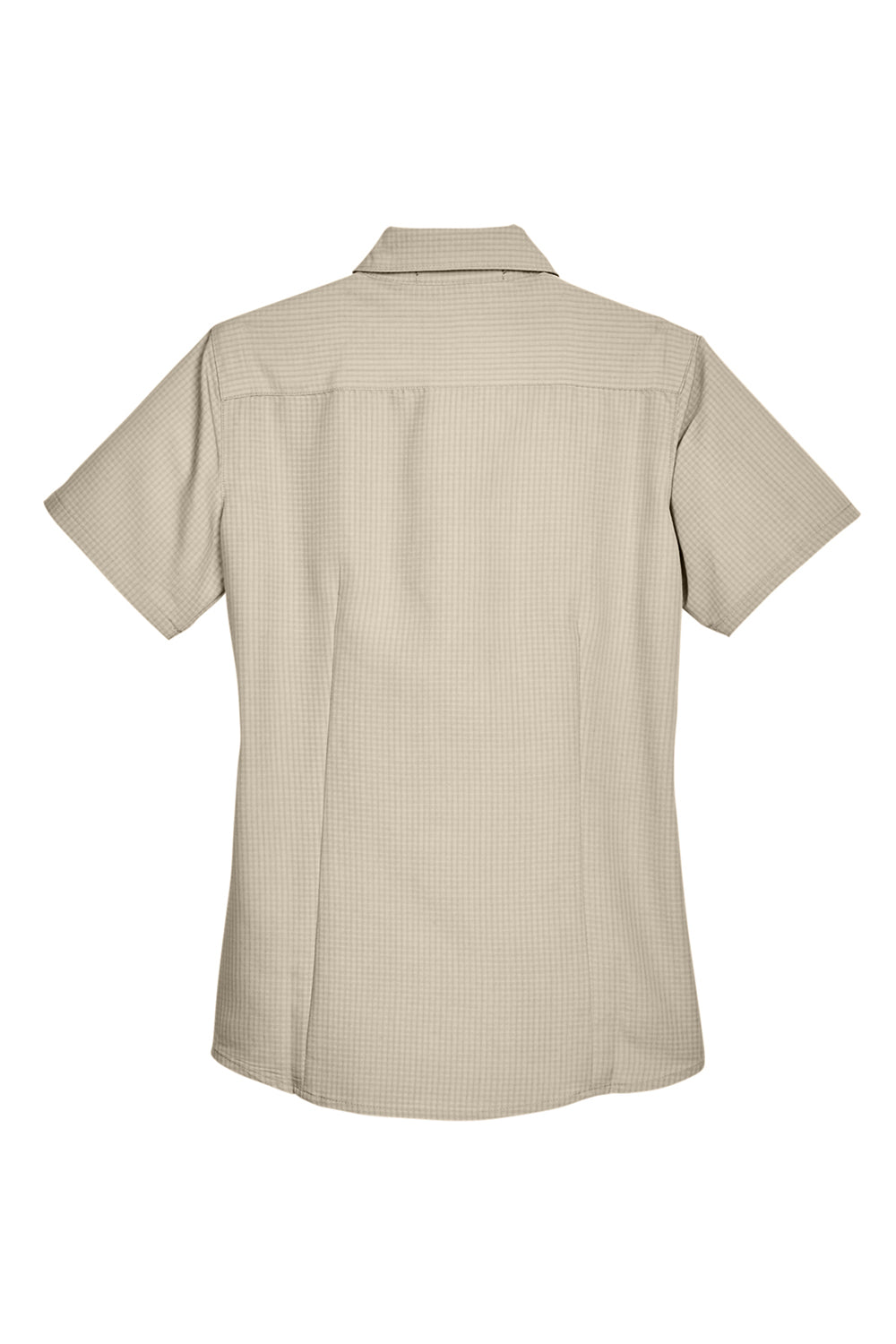 Harriton M560W Womens Barbados Wrinkle Resistant Short Sleeve Button Down Camp Shirt Khaki Flat Back