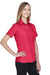 Harriton M560W Womens Barbados Wrinkle Resistant Short Sleeve Button Down Camp Shirt Parrot Red Model 3q