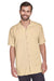 Harriton M570 Mens Bahama Wrinkle Resistant Short Sleeve Button Down Camp Shirt w/ Pocket Sand Model Front