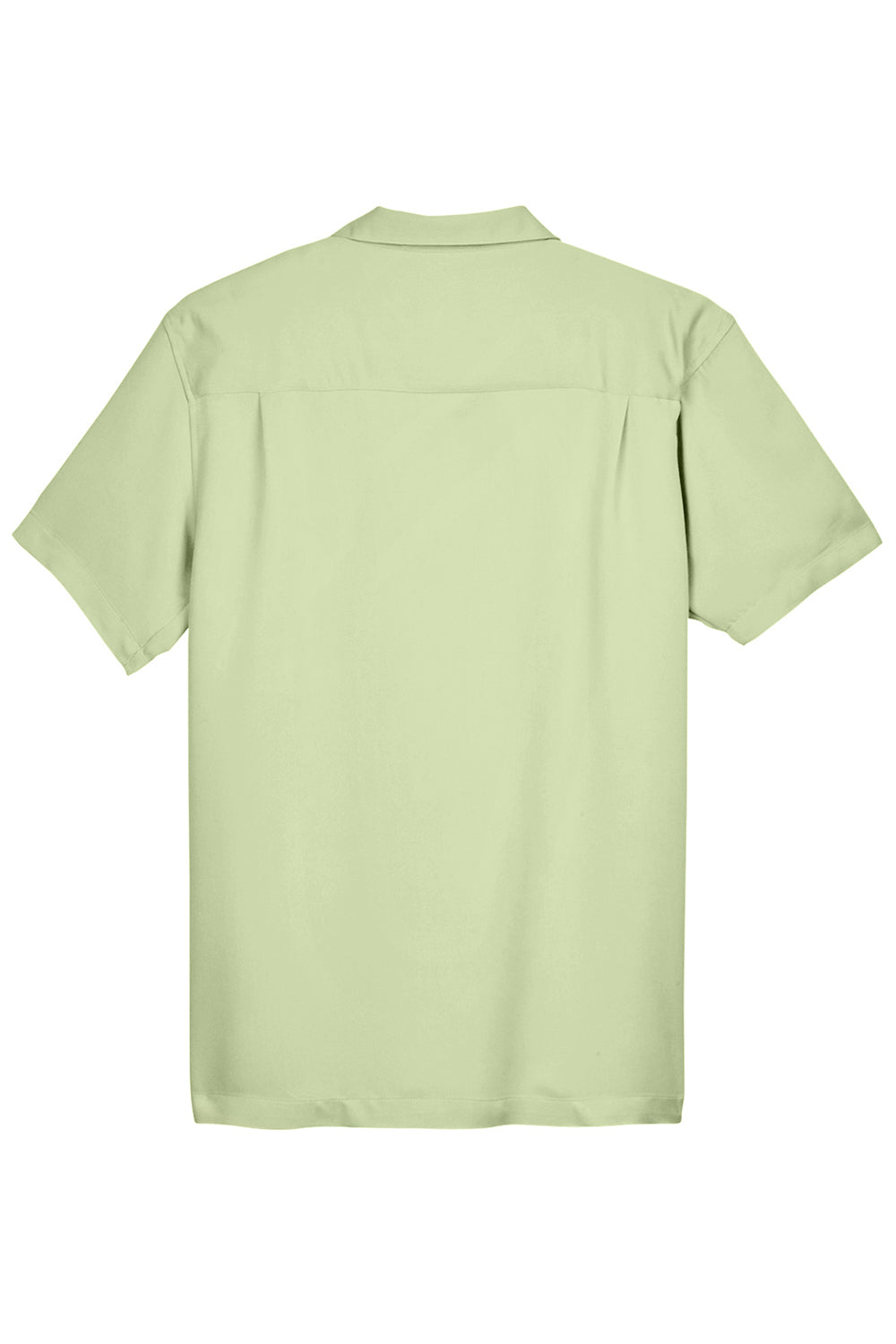 Harriton M570 Mens Bahama Wrinkle Resistant Short Sleeve Button Down Camp Shirt w/ Pocket Mist Green Flat Back