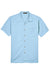 Harriton M570 Mens Bahama Wrinkle Resistant Short Sleeve Button Down Camp Shirt w/ Pocket Cloud Blue Flat Front