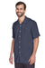 Harriton M570 Mens Bahama Wrinkle Resistant Short Sleeve Button Down Camp Shirt w/ Pocket Navy Blue Model 3q