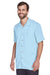 Harriton M570 Mens Bahama Wrinkle Resistant Short Sleeve Button Down Camp Shirt w/ Pocket Cloud Blue Model 3q