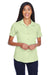 Harriton M570W Womens Bahama Wrinkle Resistant Short Sleeve Button Down Camp Shirt Mist Green Model Front