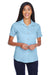 Harriton M570W Womens Bahama Wrinkle Resistant Short Sleeve Button Down Camp Shirt Cloud Blue Model Front