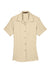 Harriton M570W Womens Bahama Wrinkle Resistant Short Sleeve Button Down Camp Shirt Sand Flat Front