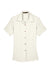 Harriton M570W Womens Bahama Wrinkle Resistant Short Sleeve Button Down Camp Shirt Cream Flat Front