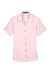 Harriton M570W Womens Bahama Wrinkle Resistant Short Sleeve Button Down Camp Shirt Blush Pink Flat Front