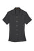 Harriton M570W Womens Bahama Wrinkle Resistant Short Sleeve Button Down Camp Shirt Black Flat Front