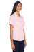 Harriton M570W Womens Bahama Wrinkle Resistant Short Sleeve Button Down Camp Shirt Blush Pink Model 3q