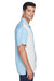 Harriton M575 Mens Bahama Wrinkle Resistant Short Sleeve Button Down Camp Shirt Cloud Blue/Cream Model Side