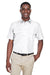 Harriton M580 Mens Key West Performance Moisture Wicking Short Sleeve Button Down Shirt w/ Double Pockets White Model Front