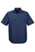 Harriton M580 Mens Key West Performance Moisture Wicking Short Sleeve Button Down Shirt w/ Double Pockets Navy Blue Flat Front