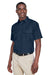 Harriton M580 Mens Key West Performance Moisture Wicking Short Sleeve Button Down Shirt w/ Double Pockets Navy Blue Model 3q