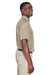 Harriton M580 Mens Key West Performance Moisture Wicking Short Sleeve Button Down Shirt w/ Double Pockets Khaki Model Side