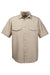 Harriton M580 Mens Key West Performance Moisture Wicking Short Sleeve Button Down Shirt w/ Double Pockets Khaki Flat Front