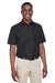 Harriton M580 Mens Key West Performance Moisture Wicking Short Sleeve Button Down Shirt w/ Double Pockets Black Model Front