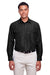 Harriton M580L Mens Key West Performance Moisture Wicking Long Sleeve Button Down Shirt w/ Double Pockets Black Model Front