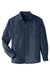 Harriton M580L Mens Key West Performance Moisture Wicking Long Sleeve Button Down Shirt w/ Double Pockets Navy Blue Flat Front