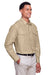 Harriton M580L Mens Key West Performance Moisture Wicking Long Sleeve Button Down Shirt w/ Double Pockets Khaki Model 3q