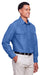 Harriton M580L Mens Key West Performance Moisture Wicking Long Sleeve Button Down Shirt w/ Double Pockets Pool Blue Model 3q