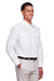 Harriton M580L Mens Key West Performance Moisture Wicking Long Sleeve Button Down Shirt w/ Double Pockets White Model 3q