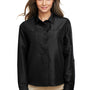 Harriton Womens Key West Performance Moisture Wicking Long Sleeve Button Down Shirt w/ Pocket - Black