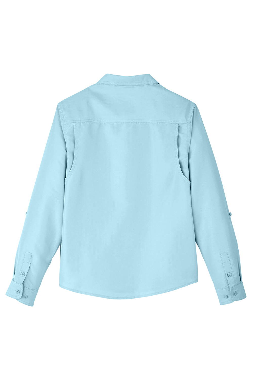 Harriton M580LW Womens Key West Performance Moisture Wicking Long Sleeve Button Down Shirt w/ Pocket Cloud Blue Flat Back