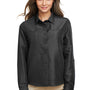 Harriton Womens Key West Performance Moisture Wicking Long Sleeve Button Down Shirt w/ Pocket - Dark Charcoal Grey