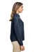 Harriton M580LW Womens Key West Performance Moisture Wicking Long Sleeve Button Down Shirt w/ Pocket Navy Blue Model Side