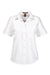 Harriton M580W Womens Key West Performance Short Sleeve Button Down Shirt w/ Double Pockets White Flat Front