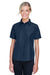 Harriton M580W Womens Key West Performance Short Sleeve Button Down Shirt w/ Double Pockets Navy Blue Model Front