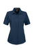 Harriton M580W Womens Key West Performance Short Sleeve Button Down Shirt w/ Double Pockets Navy Blue Flat Front