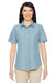 Harriton M580W Womens Key West Performance Short Sleeve Button Down Shirt w/ Double Pockets Cloud Blue Model Front