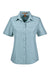 Harriton M580W Womens Key West Performance Short Sleeve Button Down Shirt w/ Double Pockets Cloud Blue Flat Front