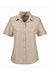 Harriton M580W Womens Key West Performance Short Sleeve Button Down Shirt w/ Double Pockets Khaki Flat Front