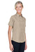 Harriton M580W Womens Key West Performance Short Sleeve Button Down Shirt w/ Double Pockets Khaki Model 3q