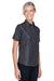 Harriton M580W Womens Key West Performance Short Sleeve Button Down Shirt w/ Double Pockets Dark Charcoal Grey Model 3q