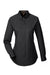 Harriton M581W Womens Foundation Stain Resistant Long Sleeve Button Down Shirt Black Flat Front