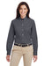 Harriton M581W Womens Foundation Stain Resistant Long Sleeve Button Down Shirt Dark Charcoal Grey Model Front