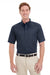 Harriton M582 Mens Foundation Stain Resistant Short Sleeve Button Down Shirt w/ Pocket Dark Navy Blue Model Front