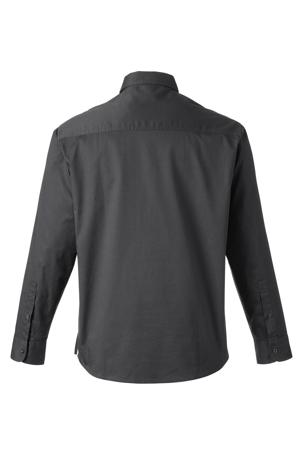 Harriton M585L Mens Advantage Wrinkle Resistant Long Sleeve Button Down Shirt w/ Double Pockets Dark Charcoal Grey Flat Back