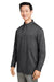 Harriton M585L Mens Advantage Wrinkle Resistant Long Sleeve Button Down Shirt w/ Double Pockets Dark Charcoal Grey Model 3q