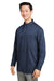 Harriton M585L Mens Advantage Wrinkle Resistant Long Sleeve Button Down Shirt w/ Double Pockets Dark Navy Blue Model 3q