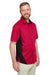 Harriton M586/M586T Mens Flash Colorblock Wrinkle Resistant Short Sleeve Button Down Shirt w/ Pocket Red/Black Model 3q