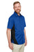 Harriton M586/M586T Mens Flash Colorblock Wrinkle Resistant Short Sleeve Button Down Shirt w/ Pocket True Royal Blue/Black Model 3q