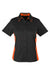 Harriton M586W Womens Flash Colorblock Wrinkle Resistant Short Sleeve Button Down Shirt Black/Team Orange Flat Front