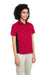 Harriton M586W Womens Flash Colorblock Wrinkle Resistant Short Sleeve Button Down Shirt Red/Black Model 3q